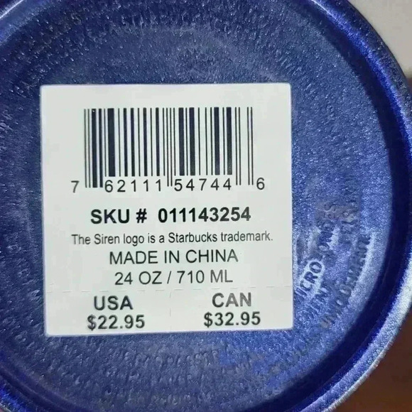 Starbucks Cobalt Blue Grid Cup Tumbler 2022 - Picture 6 of 6